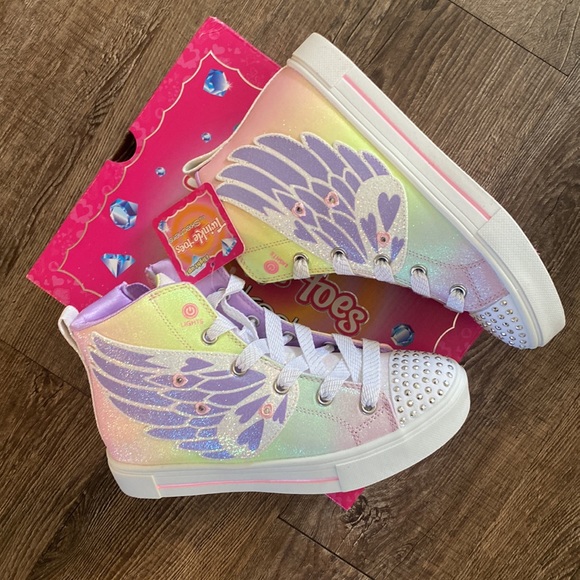 Skechers Shoes Girls Size 3 314785 SLIGHT TWINKLE SPARKS WING CHARM Iridescent - Picture 4 of 11